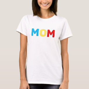 Mamma Text i blå röda och gula färger T-shirt