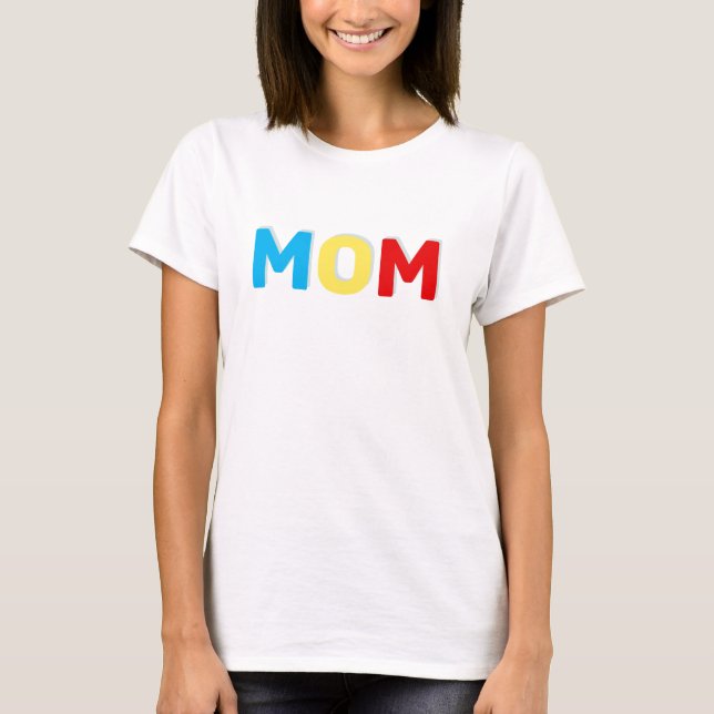 Mamma Text i blå röda och gula färger T-shirt (Framsida)