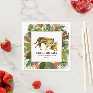 Mamma Tiger Botaniskt Blommigt Neutralt Babyskåda Pappersservett
