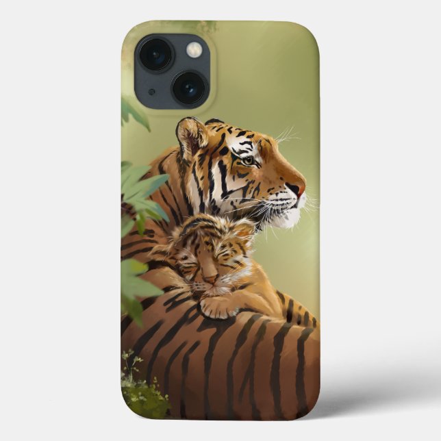 Mamma tiger och baby tiger som sover (Baksida)