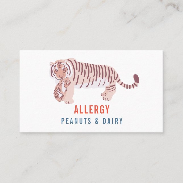 Mamma Tiger & Unge Kids Allergy Medical Alert Card (Framsida)