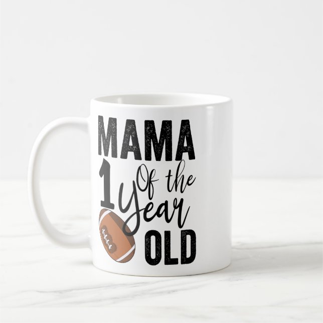 Mamma till 1-åring Footll 1st Year Down Födelsedag Kaffemugg (Vänster)