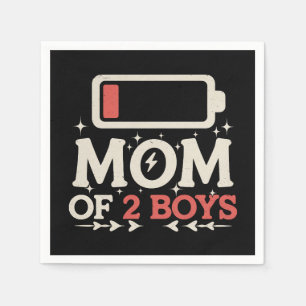 Mamma till 2 pojkar låg batterinivå rolig mors dag pappersservett