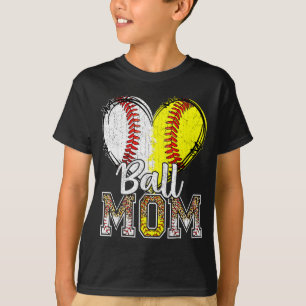 Mamma till båda boll mamma halv softboll halv base t shirt