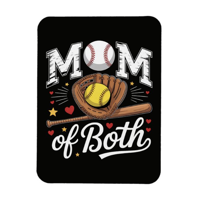 Mamma till båda Game Day Baseball Softboll  Magnet (Vertikal)