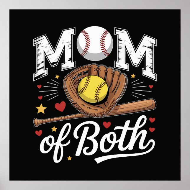 Mamma till båda Game Day Baseball Softboll  Poster (Framsidan)