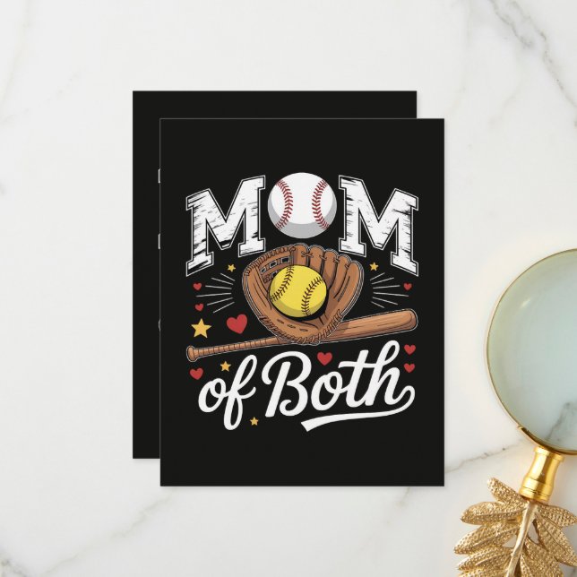 Mamma till båda Game Day Baseball Softboll  Tack Kort (Fram/Back In Situ)