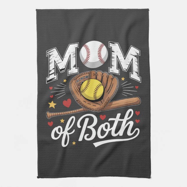 Mamma till båda Game Day Baseboll Softboll  Kökshandduk (Vertikal)