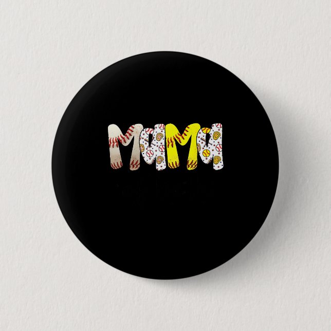 Mamma till både baseboll softboll mamma kvinnor mo knapp (Framsida)
