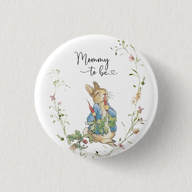 Mamma till be-Peter Rabbit Wildblomma WatercolButt Knapp (Framsida)