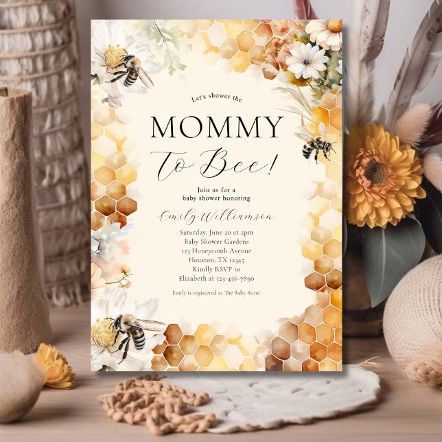 Mamma till Beas Neutral Baby Shower Inbjudningar (Skapare uppladdad)