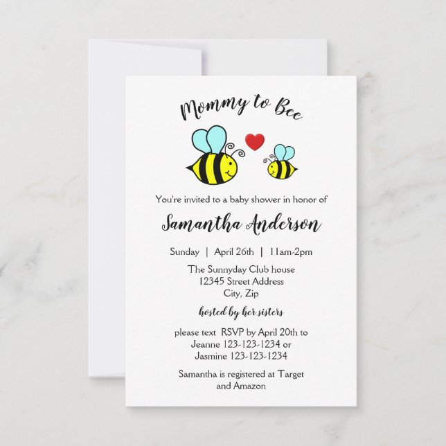 Mamma till Bee - 3x5 Baby Shower Inbjudan (Framsida)