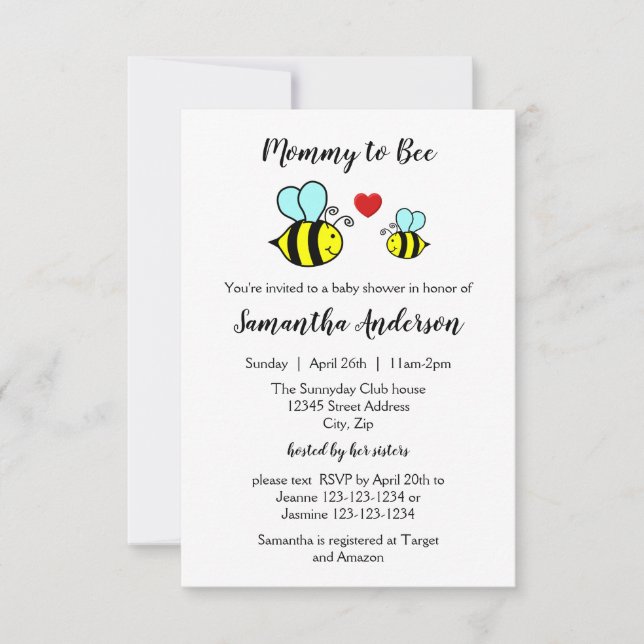 Mamma till Bee - 3x5 Baby Shower Inbjudan (Framsida)