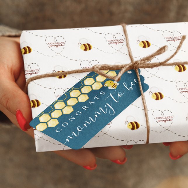 Mamma till Bee Baby Grattis presentetikett (Congratulate the special mommy to bee with this cute personalized gift tag! Matching collection! )