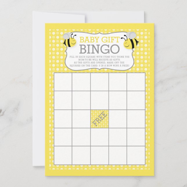 Mamma till Bee Baby Shower Baby Gift Bingo Game (Framsida)