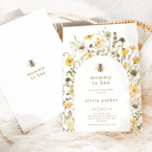 Mamma till Bee Baby Shower Boho Wildblomma Inbjudningar