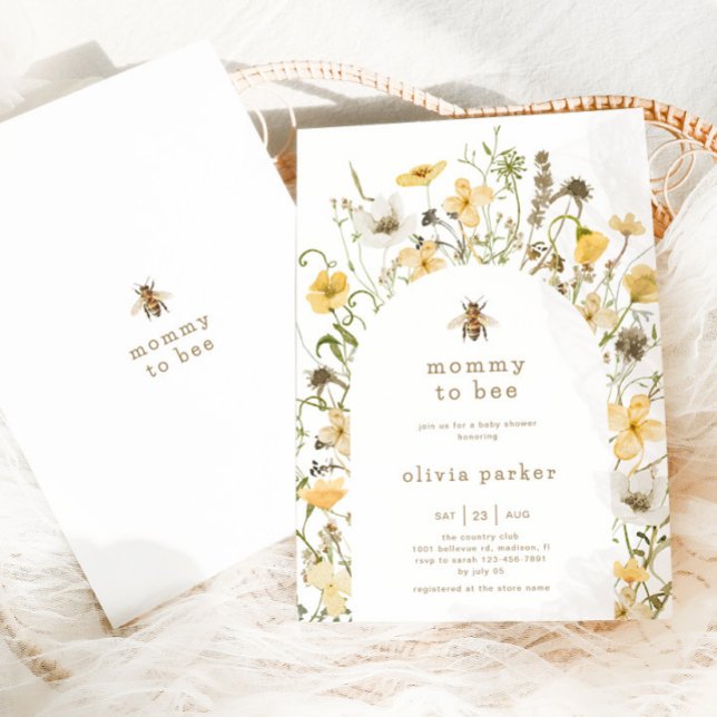 Mamma till Bee Baby Shower Boho Wildblomma Inbjudningar (Skapare uppladdad)