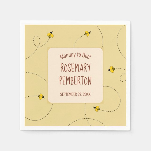 Mamma till Bee Baby Shower Buzzing Bees Guld Pappersservett (Framsidan)