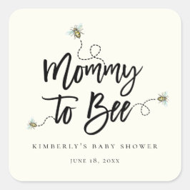Mamma till Bee Baby Shower Fyrkantigt Klistermärke