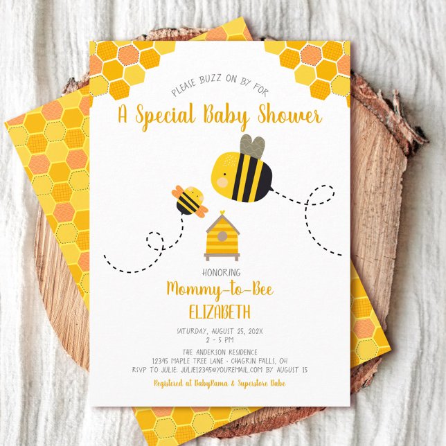 Mamma till Bee Baby Shower Gender Neutral Cute Swe Inbjudningar (Skapare uppladdad)