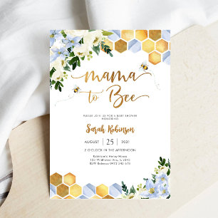 Mamma till Bee Baby Shower Inbjudan