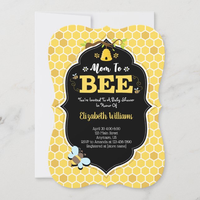 Mamma till Bee Baby Shower Inbjudningar (Framsida)