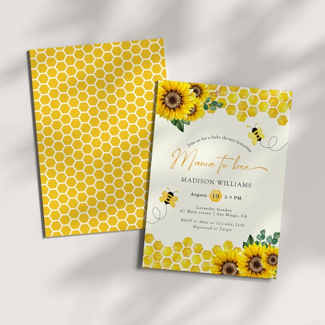 Mamma till Bee Baby Shower Inbjudningar (Skapare uppladdad)