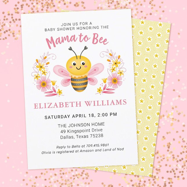 Mamma till Bee Baby Shower Inbjudningar (Skapare uppladdad)