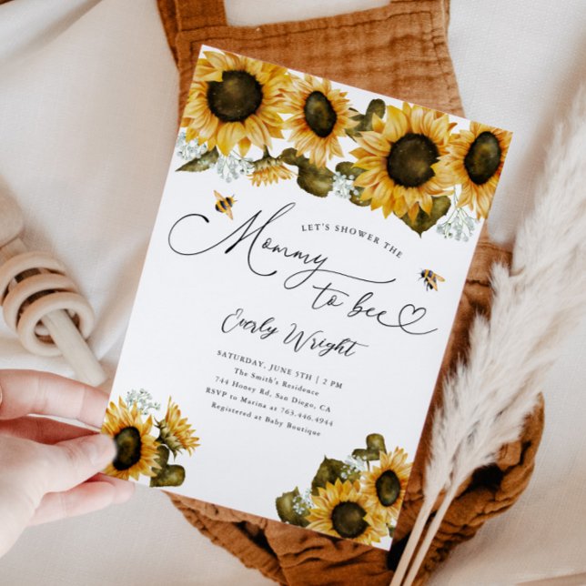 Mamma till Bee Baby Shower Inbjudningar (Skapare uppladdad)