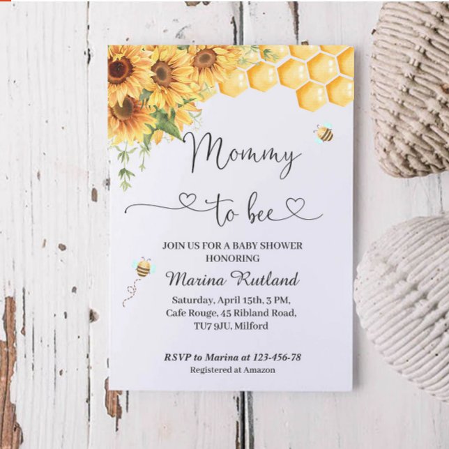Mamma till Bee Baby Shower Inbjudningar (Skapare uppladdad)