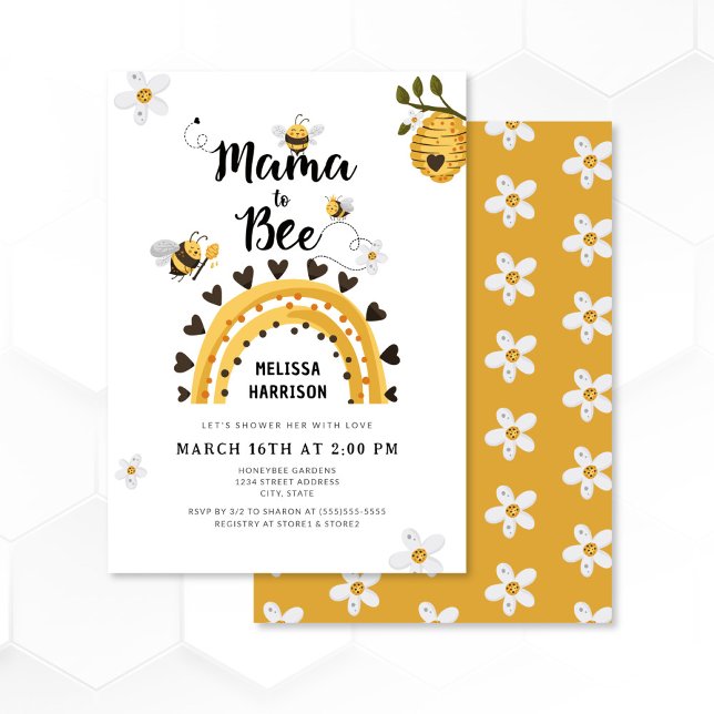 Mamma till Bee Baby Shower Inbjudningar (Skapare uppladdad)