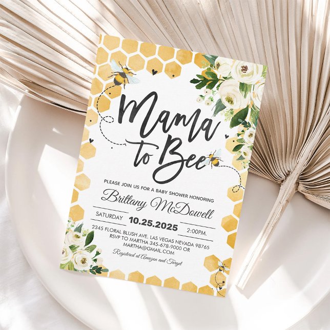 Mamma till Bee Baby Shower Inbjudningar (Skapare uppladdad)