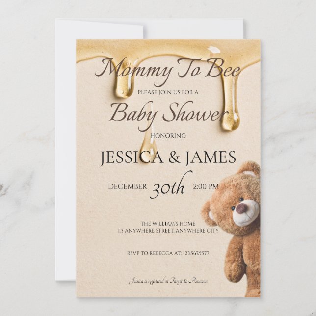 Mamma till Bee Baby Shower Inbjudningar (Framsida)