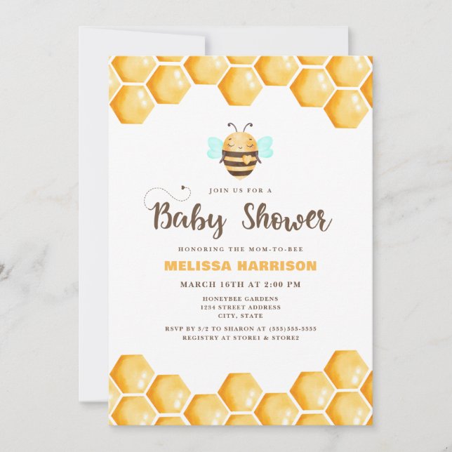 Mamma till Bee Baby Shower Inbjudningar (Framsida)