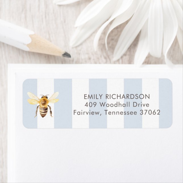 Mamma till Bee Baby Shower-Returadress Returadress Etikett (Insitu)