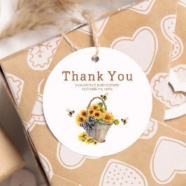 Mamma till Bee Baby Shower Round Gåvor Etiketter
