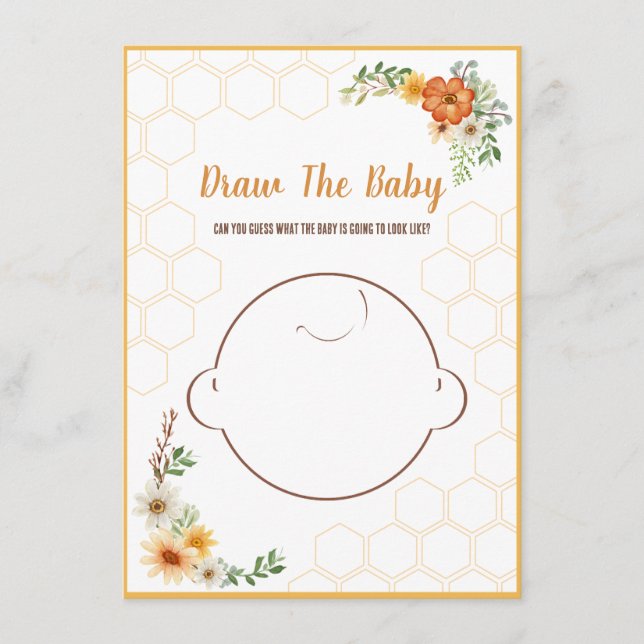 Mamma till Bee Baby Shower-spel rita Baby Tilläggskort (Framsida)