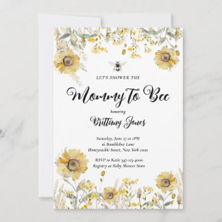 Mamma till Bee Baby Shower Sunblomma Sommar Inbjudningar