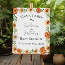 Mamma till Bee Baby Shower Välkomstskylt Glossy Po
