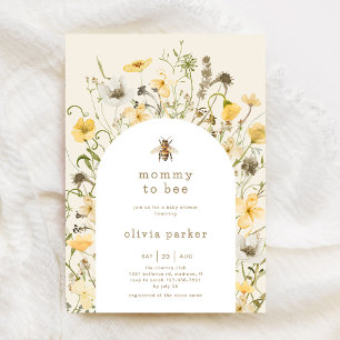 Mamma till Bee Baby Shower Wildblomma Inbjudningar