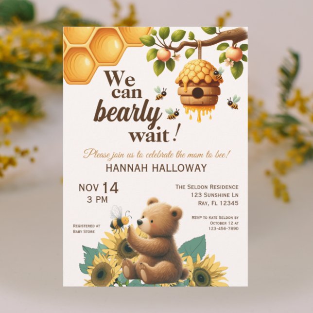 Mamma till Bee Barly Wait Baby Shower Inbjudningar (Skapare uppladdad)