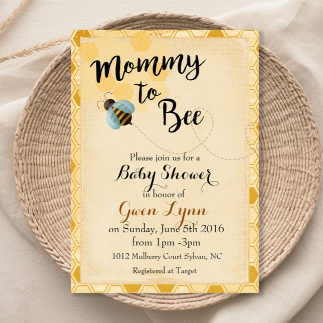 Mamma till Bee Bebis Babyshower Inbjudan (Skapare uppladdad)