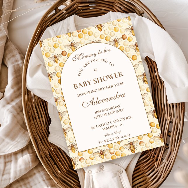 Mamma till Bee Bikupad Babyfirande Inbjudningar (Skapare uppladdad)