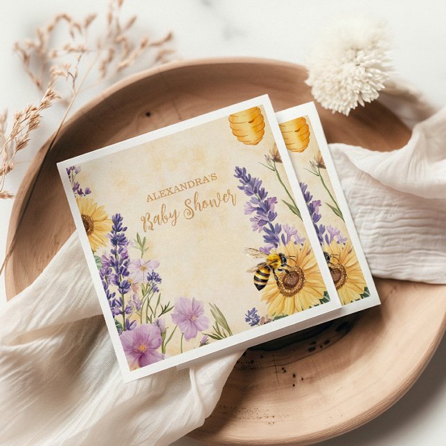 Mamma till Bee Blommig  Barnkalas Pappersservett (Skapare uppladdad)