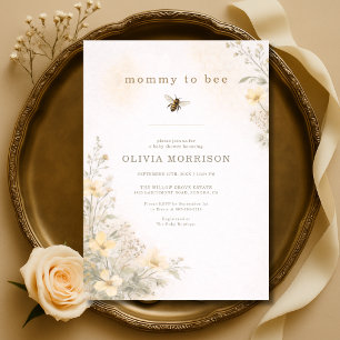 Mamma till Bee Blommig Bebisdopp Inbjudningar