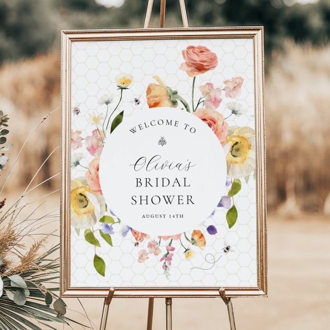 Mamma till Bee Blommig Bröllopsfest Välkommen Poster (Skapare uppladdad)