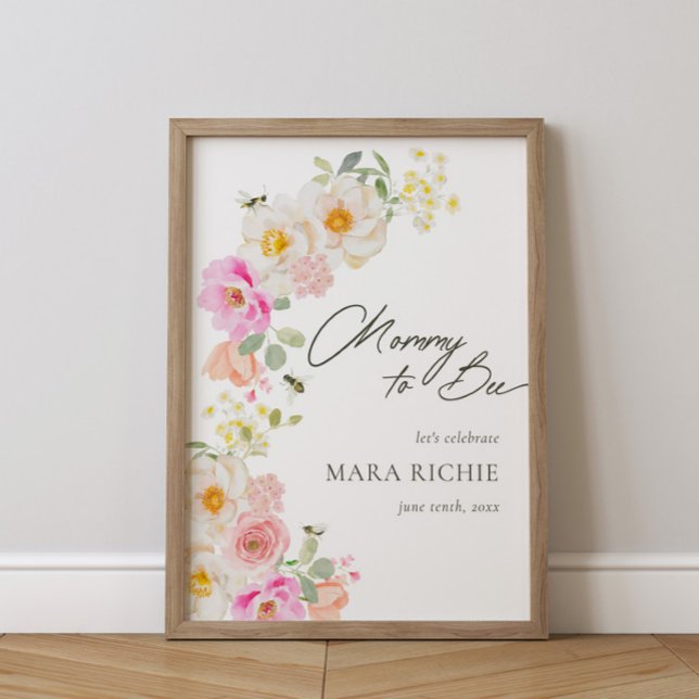 Mamma till Bee | Blommigt Vattenfärgsbabyskor Poster (Skapare uppladdad)