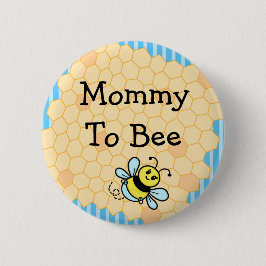 Mamma till Bee Blue och Gult Honeycomb Baby Shower Knapp