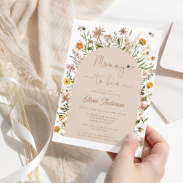 Mamma till Bee Boho Blommigt Baby Shower Inbjudningar