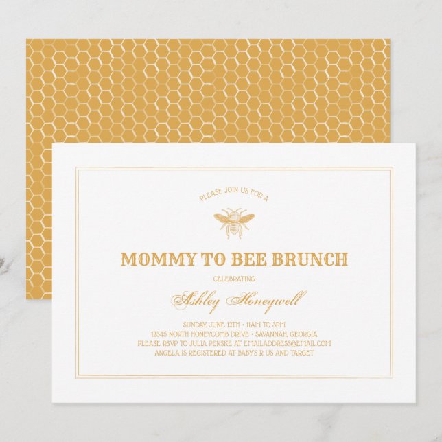 Mamma till Bee Brunch Inbjudningar (Fram/baksida)